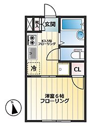 メゾンたちばな 1Kの間取図画像