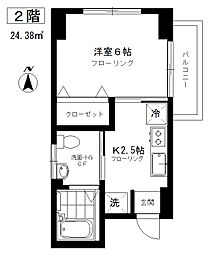 大和ビル 1Kの間取図画像