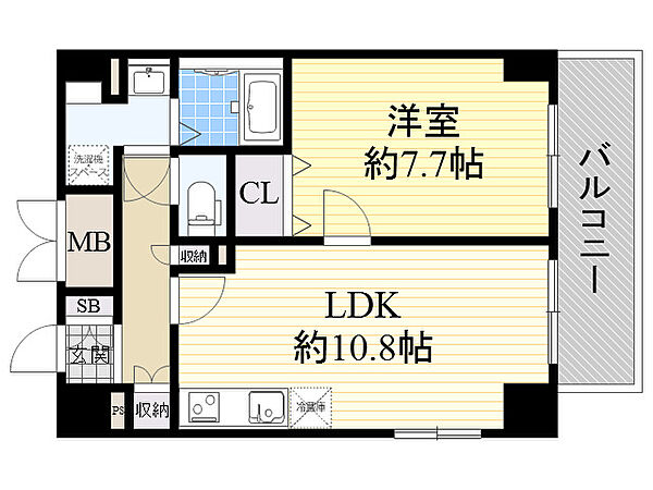 大阪府大阪市福島区鷺洲２丁目(賃貸マンション1LDK・9階・46.04㎡)の写真 その2