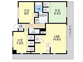 リベールグラン中之島テラス  ｜ 大阪府大阪市福島区玉川１丁目（賃貸マンション2LDK・3階・74.38㎡） その2