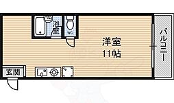 フラッグス肥後橋 1Kの間取図画像