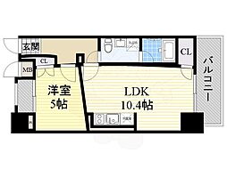 ラドゥセール中之島 1LDKの間取図画像
