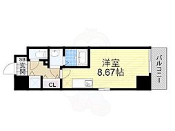 JMFレジデンス大阪福島 ワンルームの間取図画像