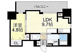RJRプレシア南堀江 1LDKの間取図画像