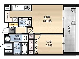 リーガルタワー福島 1LDKの間取図画像