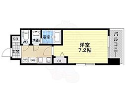 メゾン西梅田 1Kの間取図画像