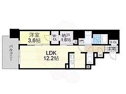 RJRプレシア南堀江 1SLDKの間取図画像