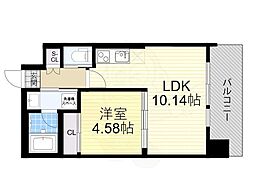 プレジオ阿波座 1LDKの間取図画像