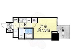 WORVE大阪本町 1Kの間取図画像