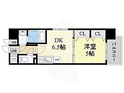 レジディア京町堀 1DKの間取図画像
