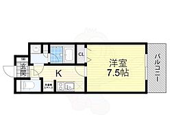 ラドゥセール九条 1Kの間取図画像