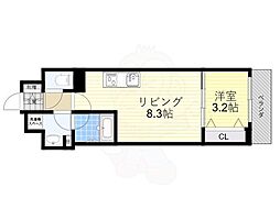 アーバネックス新町2 1LDKの間取図画像
