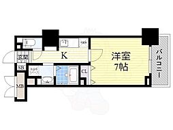 ハビテ靭センターコート 1Kの間取図画像