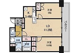 ザ・パークハウス中之島タワー 2LDKの間取図画像