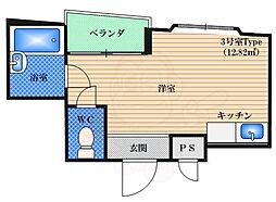 コンシャンス西梅田 ワンルームの間取図画像