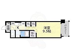 コンフォリア阿波座 1Kの間取図画像