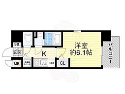 エスリードレジデンス大阪福島イースト 1Kの間取図画像