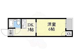 南森町第2ロイヤルハイツ 1DKの間取図画像