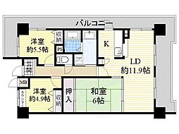 アメニティ江戸堀 3LDKの間取図画像