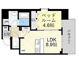 ルフォンプログレ南森町 1LDKの間取図画像