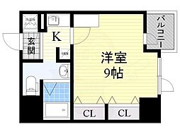 ルクレ西長堀 1Kの間取図画像
