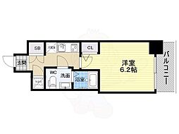 アドバンス西梅田ラシュレ 1Kの間取図画像