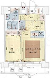 プレサンス大阪ドームシティビーツ 1LDKの間取図画像