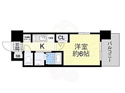 エステムコート中之島GATE2 1Kの間取図画像