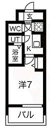 レジュールアッシュウエストレジス 1Kの間取図画像