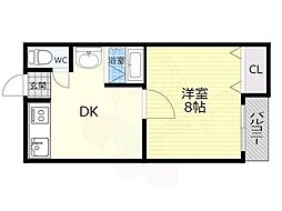 ルミエール九条 1DKの間取図画像