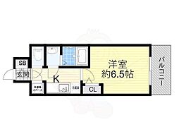 エスリード江戸堀 1Kの間取図画像