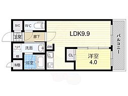 ラブニール西長堀パークフロント 1LDKの間取図画像