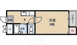 ツリガミ海老江ツインビル2 1Kの間取図画像