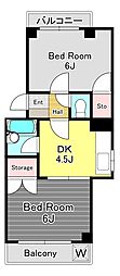 第2清水マンション 2Kの間取図画像