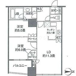 東京臨海高速鉄道りんかい線 品川シーサイド駅 徒歩5分の賃貸マンション 8階2LDKの間取り