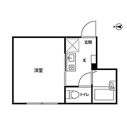 ソフィー川崎 1Kの間取図画像
