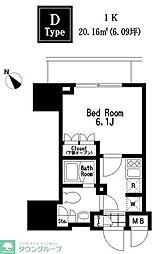 レジディア大森3 1Kの間取図画像