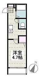 MELDIA池上 1Kの間取図画像