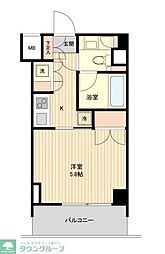 萩中イースト 1Kの間取図画像