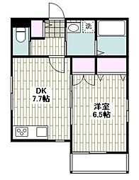 エスコート中央 1DKの間取図画像
