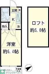 クレッセント池上 1Kの間取図画像