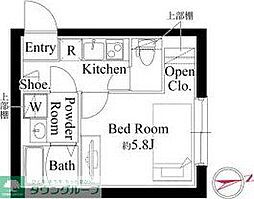 ルーム馬込 1Kの間取図画像