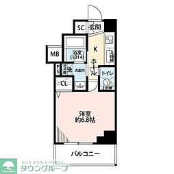 プレール・ドゥーク横濱子安 1Kの間取図画像