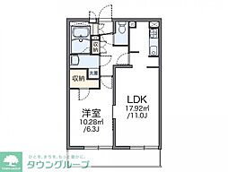 リバティハイム 1LDKの間取図画像