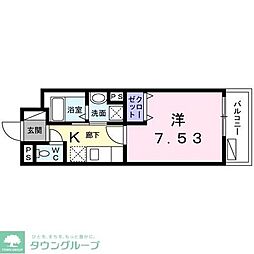 トゥーレンコティ 1Kの間取図画像