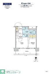 プラウドフラット西蒲田 1DKの間取図画像