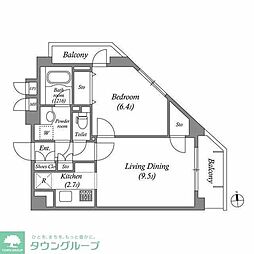 レジデンス新蒲田スクエア 1LDKの間取図画像