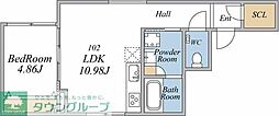 エクセルシオール恵原町 1LDKの間取図画像