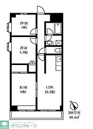 フラットフォーレスト 3LDKの間取図画像