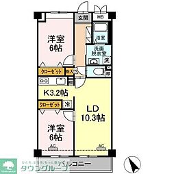グリーンアベニュー 2LDKの間取図画像